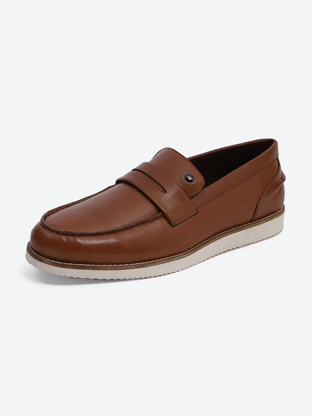 Men Tan Slip on Genuine Leather Penny Loafers