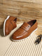 Men Tan Slip on Genuine Leather Penny Loafers