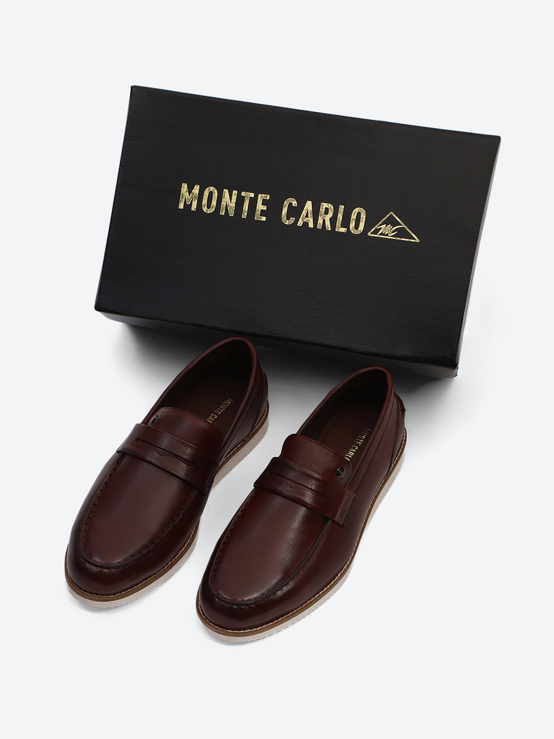 Men Cherry Slip on Genuine Leather Penny Loafers