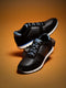 Monte Carlo Black Leather Classic Retro Vintage Casual Lifestyle Trainer Lace-Up Sneakers for Men