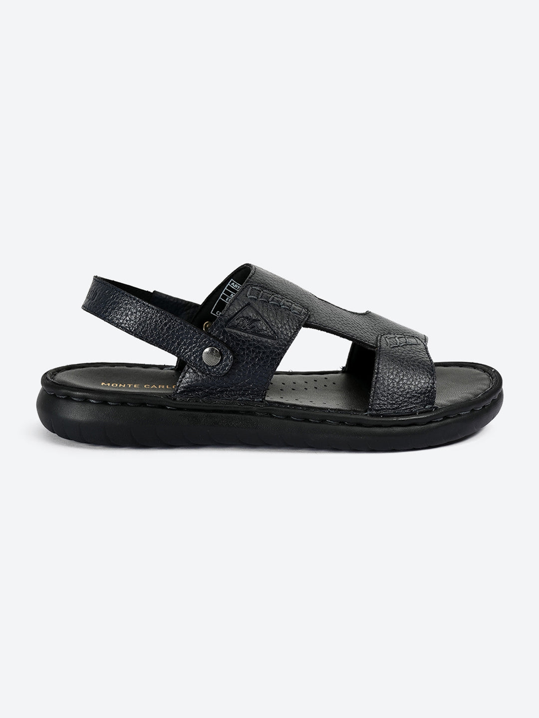 Men Navy Blue Elastic Genuine Leather Sandals