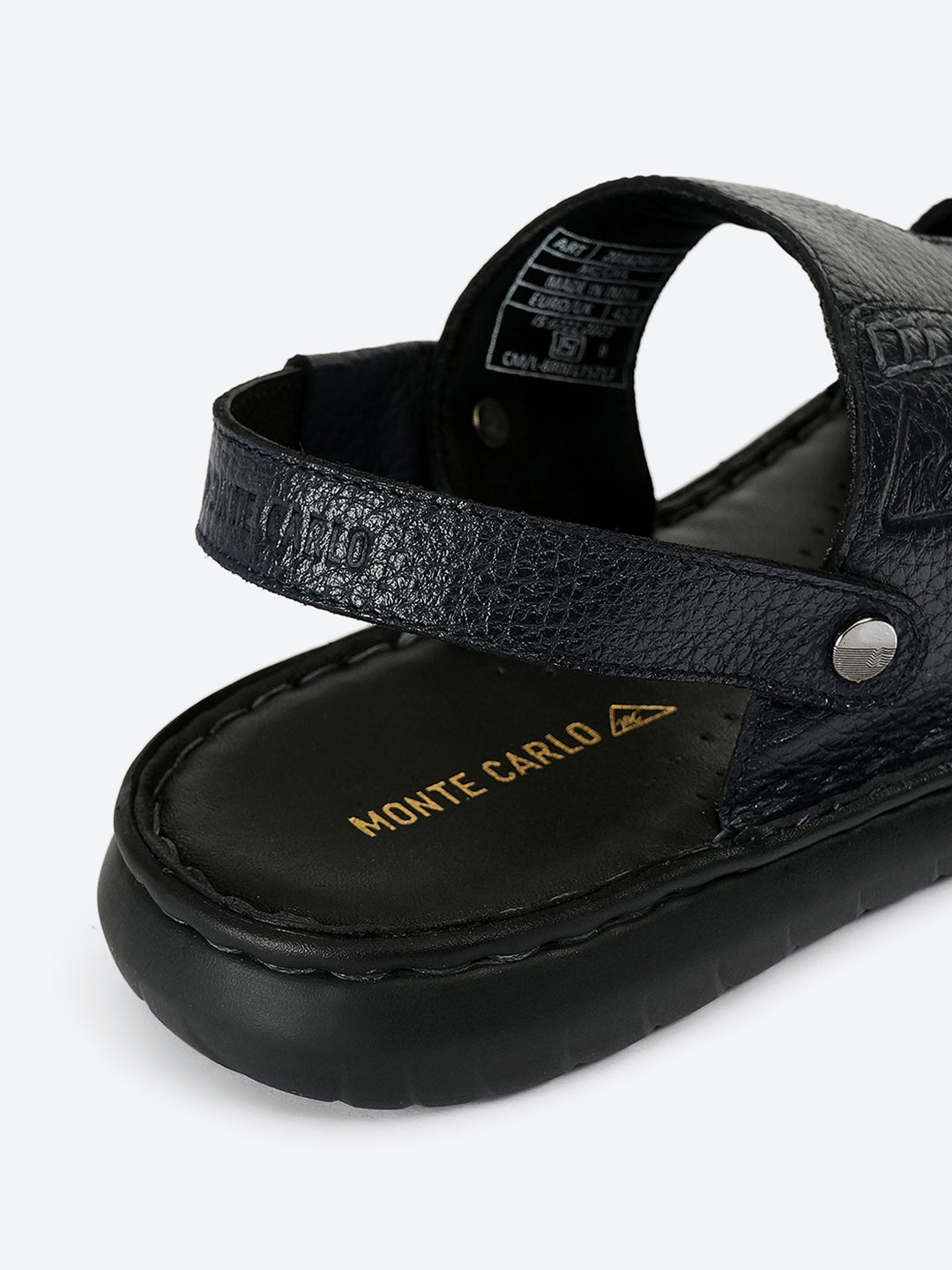 Men Navy Blue Elastic Genuine Leather Sandals