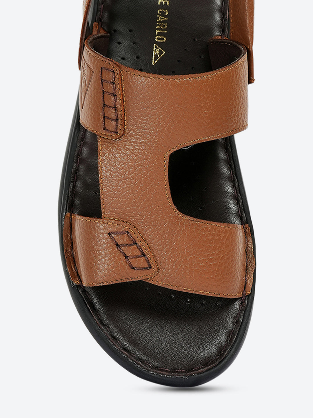 Men Tan Elastic Genuine Leather Sandals