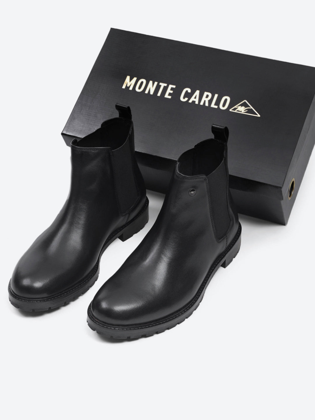 Men Black Slip on Leather Chelsea Boots