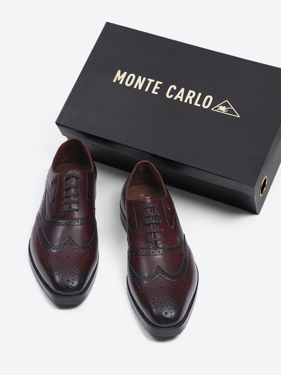 Men Cherry Lace Up Leather Formal Brogues