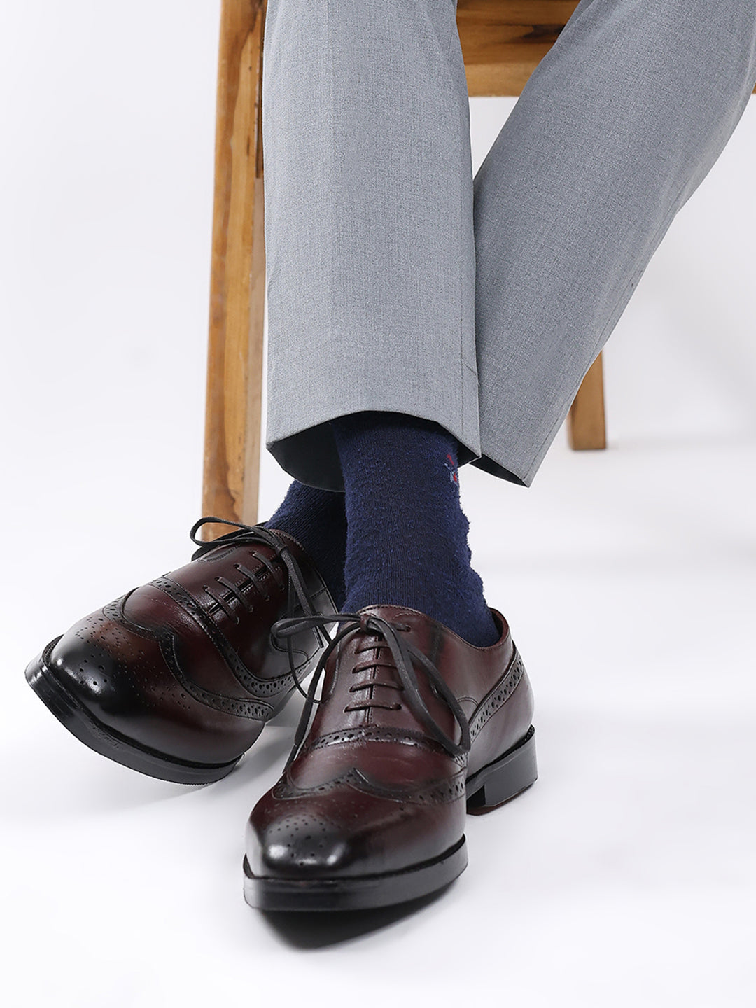 Men Cherry Lace Up Leather Formal Brogues