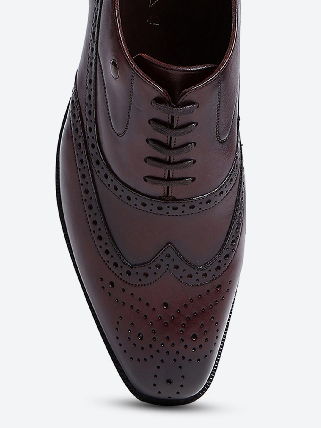 Men Cherry Lace Up Leather Formal Brogues