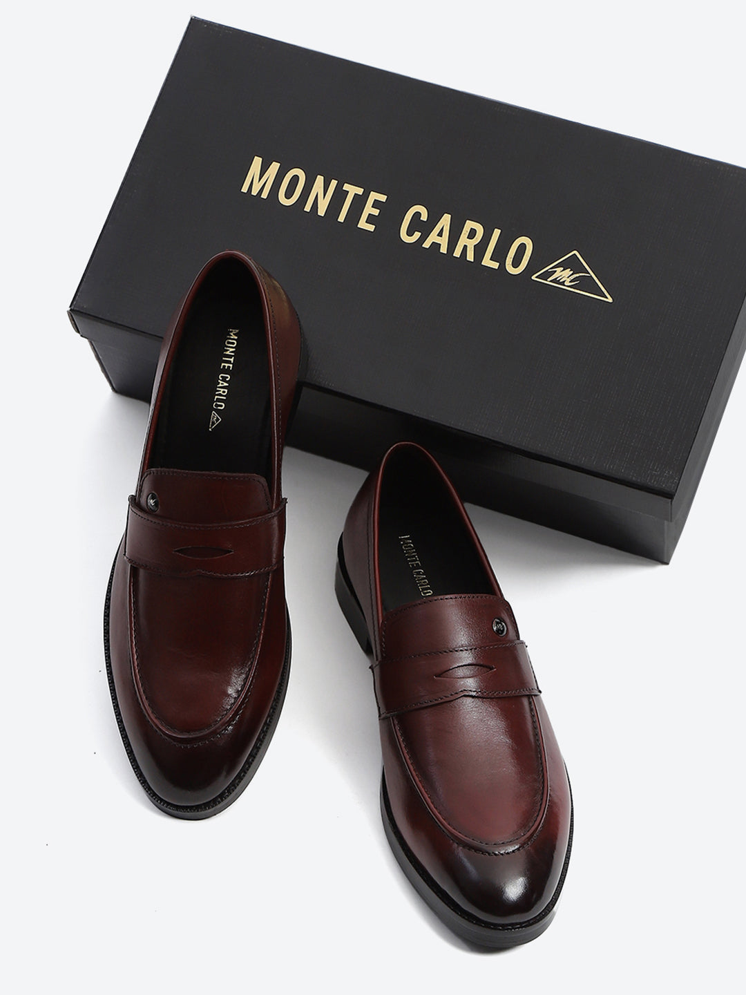 Men Cherry Slip on Leather Loafers
