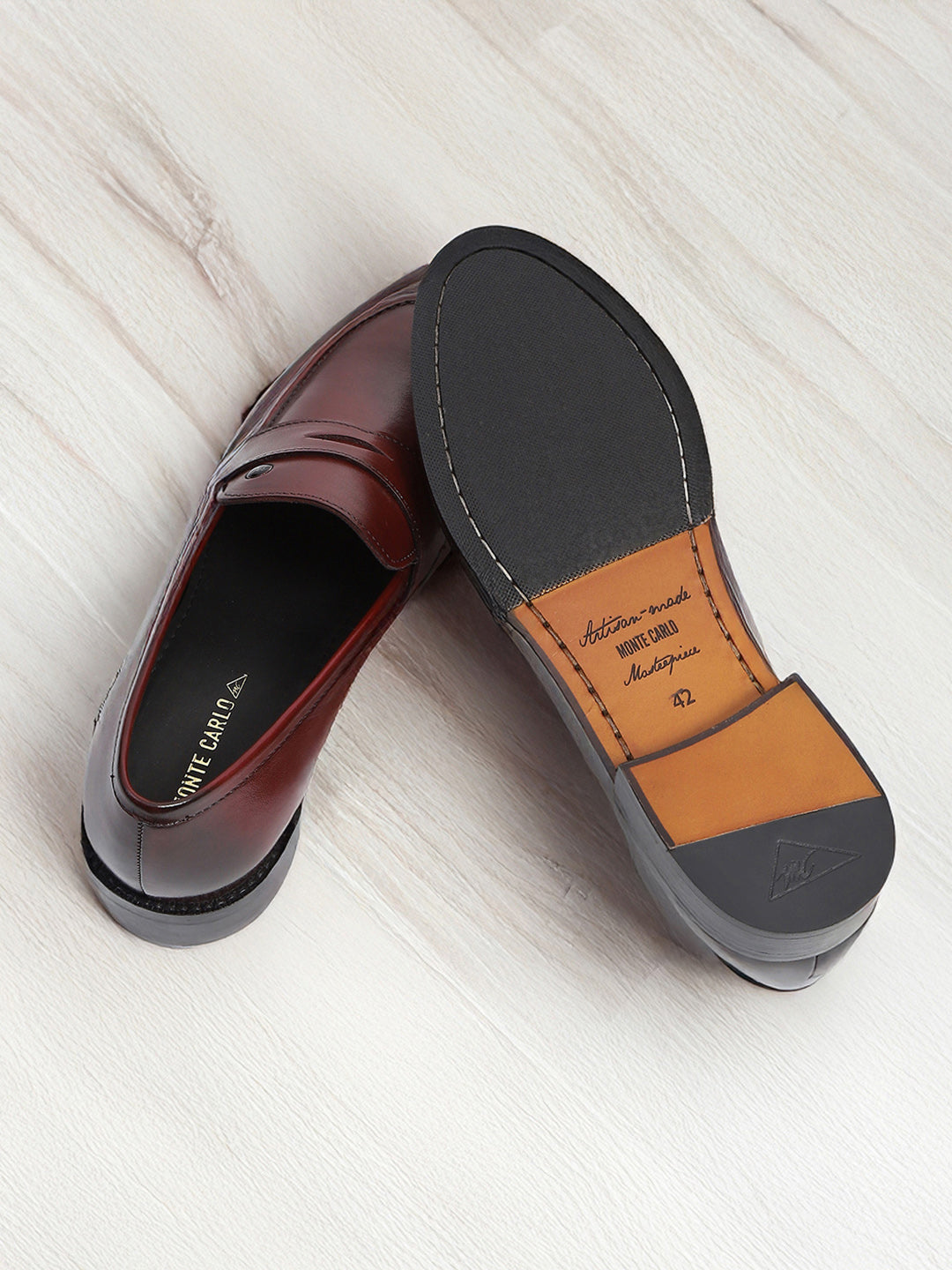 Men Cherry Slip on Leather Loafers