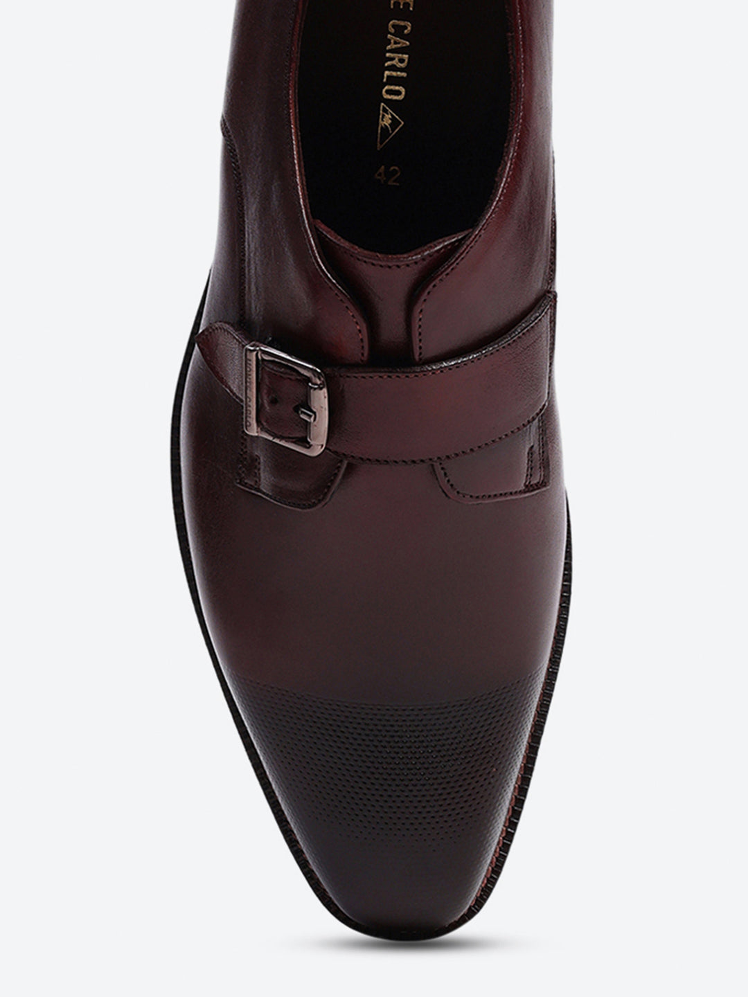 Men Cherry Elastic Leather Formal Monks