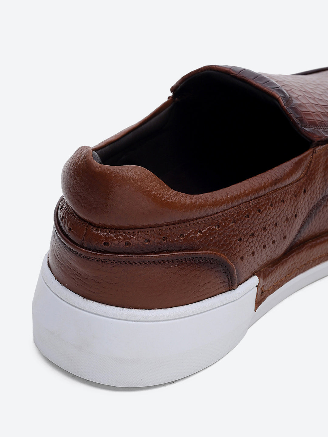 Monte Carlo Tan Croc Print Leather Casual Slip on Shoes for Men
