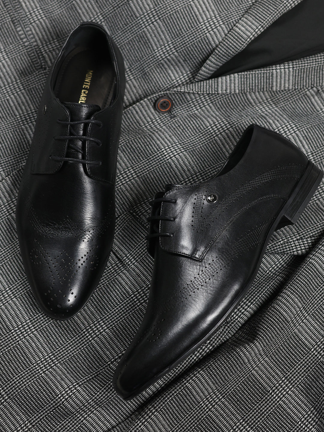 Men Black Lace Up Leather Formal Derby