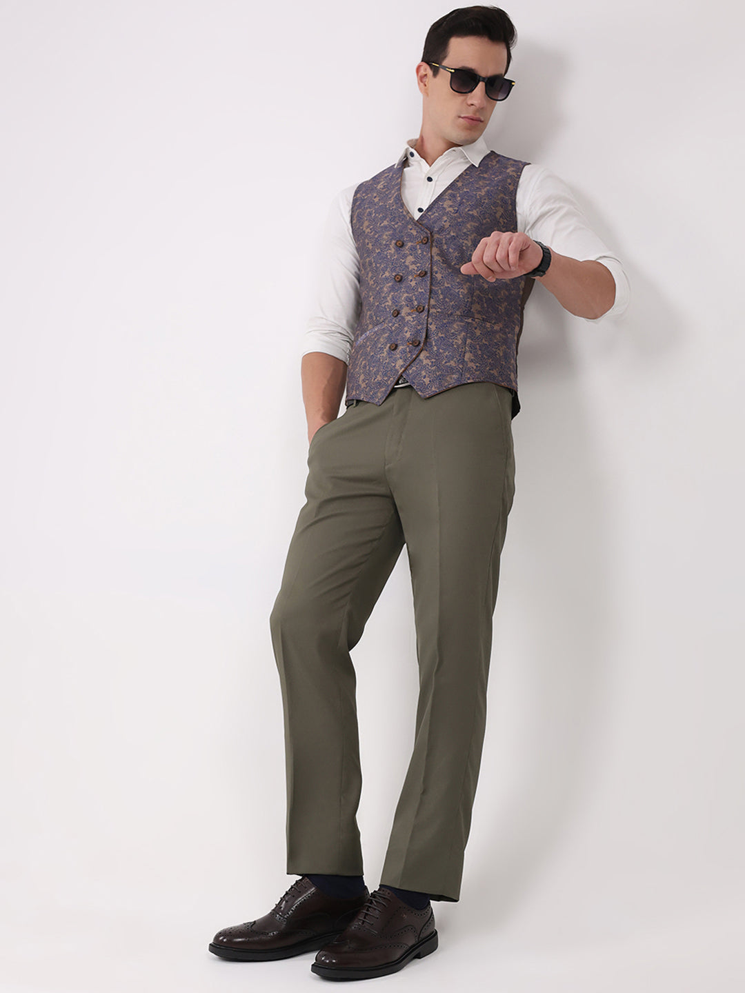 Men Brown Lace Up Leather Formal Oxfords