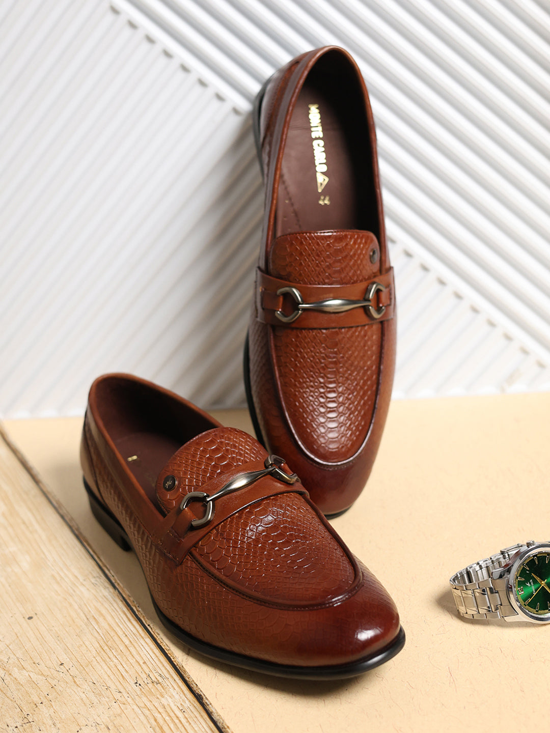 Monte Carlo Tan Horsebit Loafers for Men