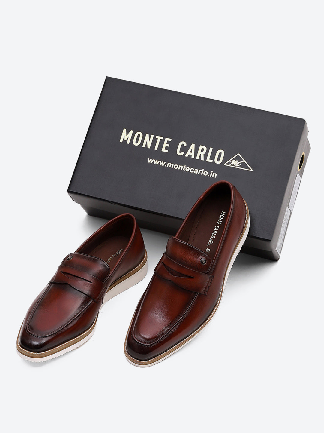 Men Tan Slip on Leather Penny Loafers - Stylish Fashion Shoes