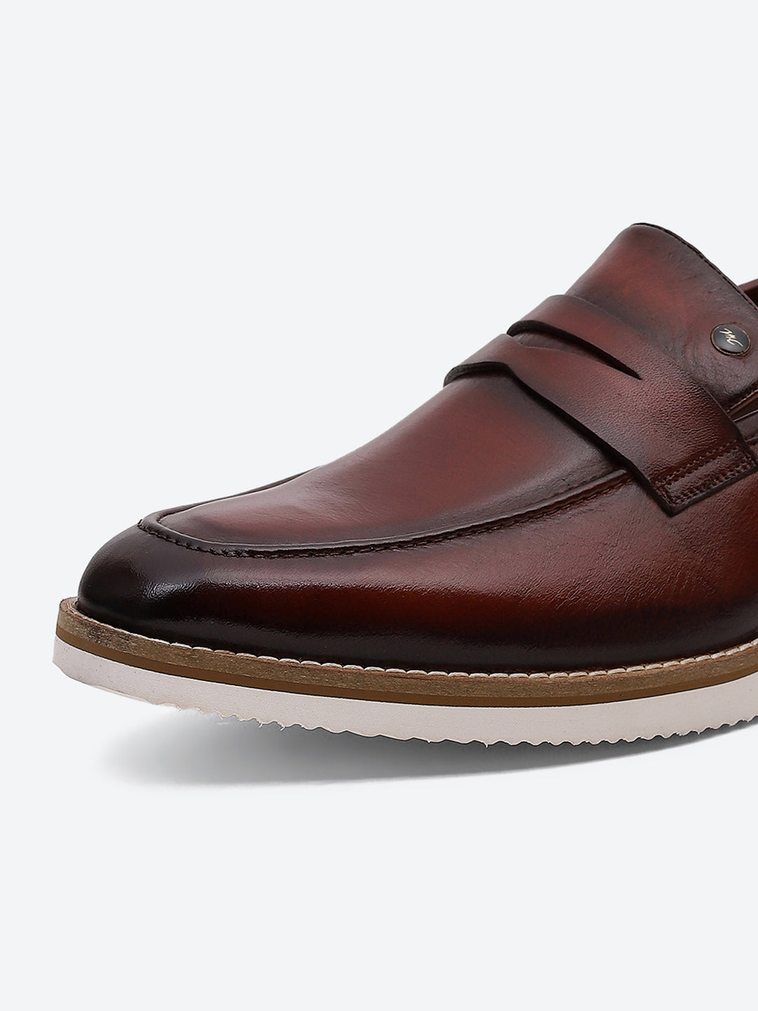 Men Tan Slip on Leather Penny Loafers - Stylish Fashion Shoes