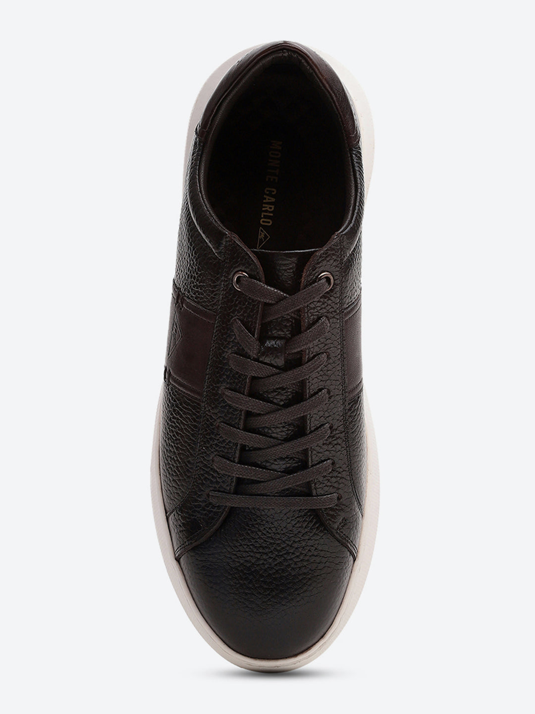 Men Brown Lace Up Leather Sneakers - Stylish & Comfortable