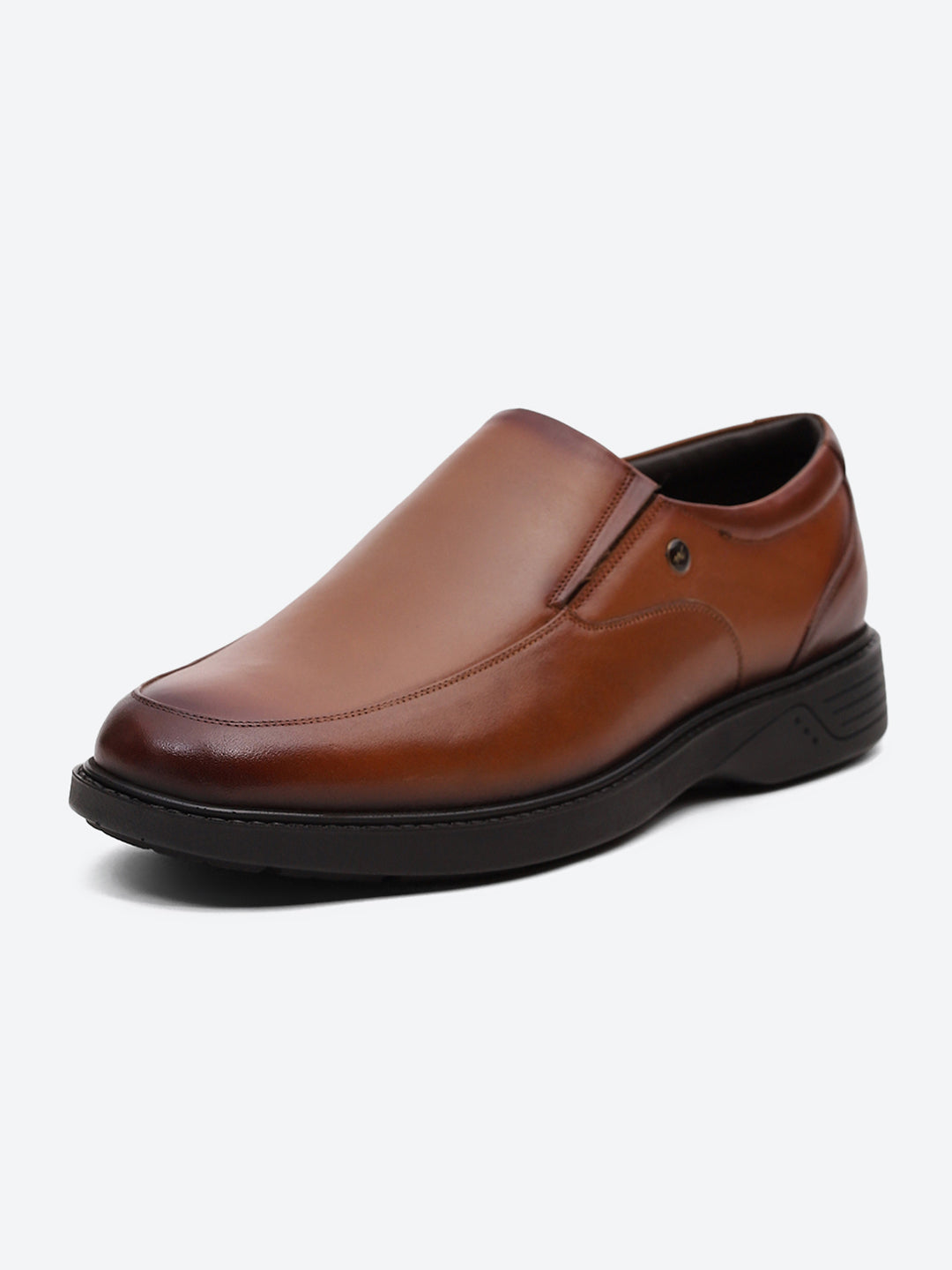 Men Tan Leather Slip on Shoes