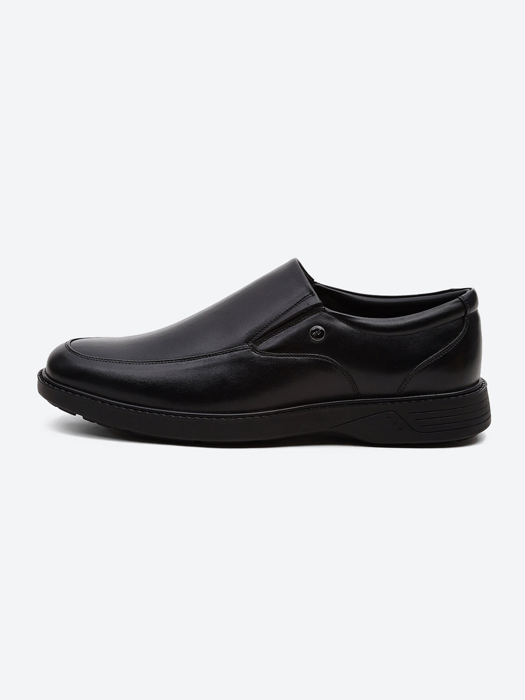 Men Black Leather Slip on Shoes