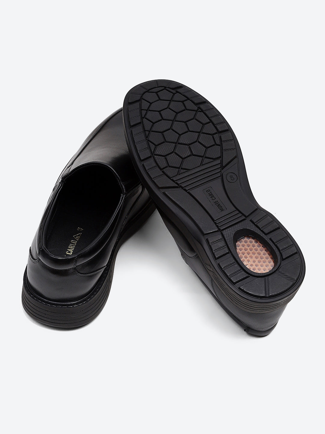Men Black Leather Slip on Shoes