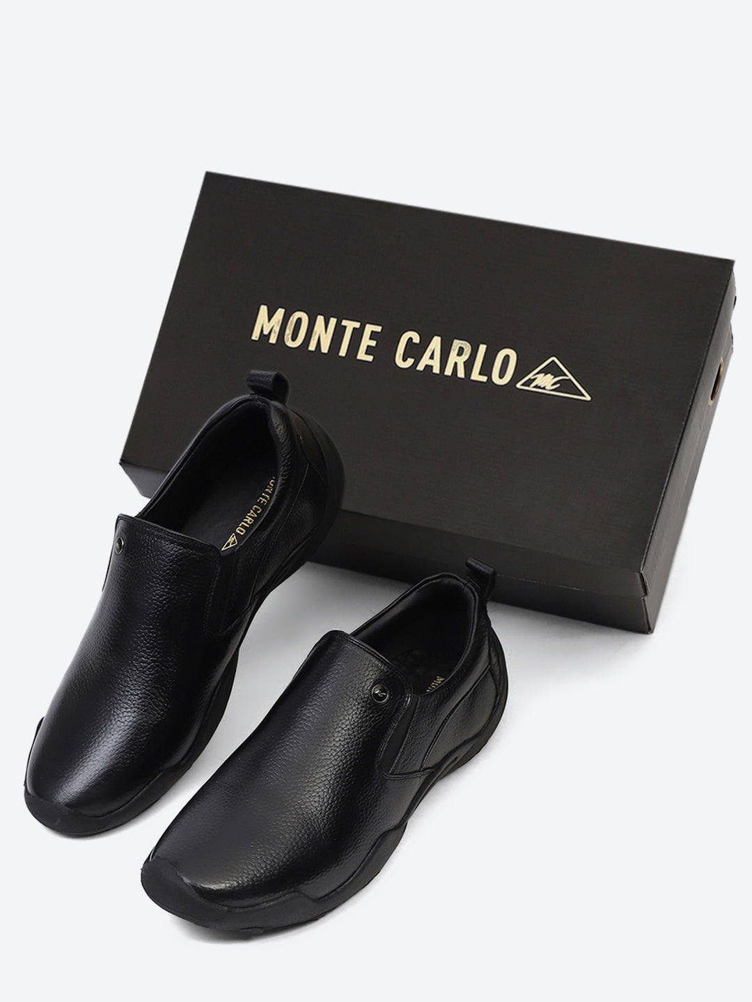 Men Black Slip on Genuine Leather Shoes