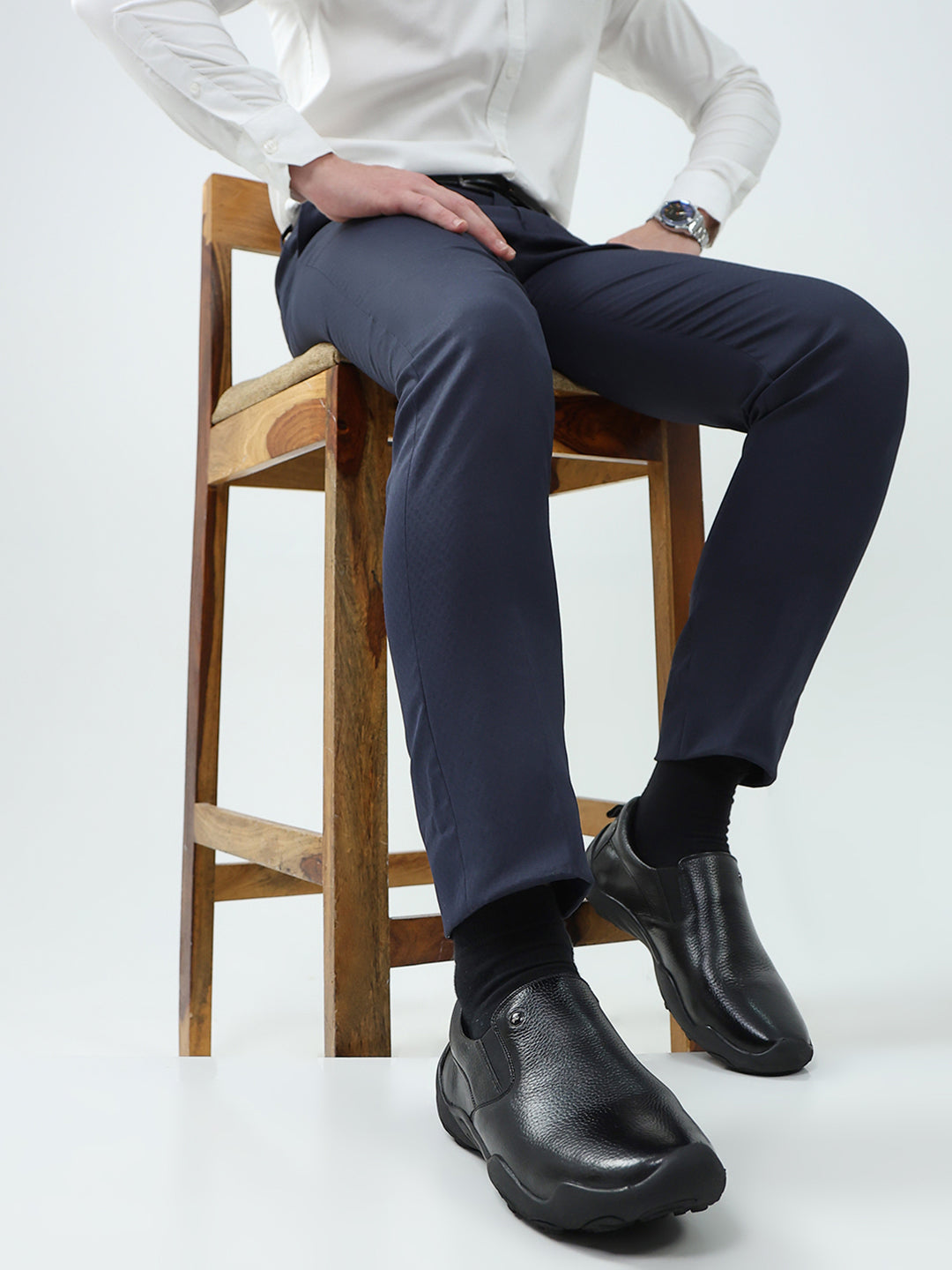 Men Black Slip on Genuine Leather Shoes