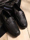 Men Black Comfortable Slip on Leather Loafers