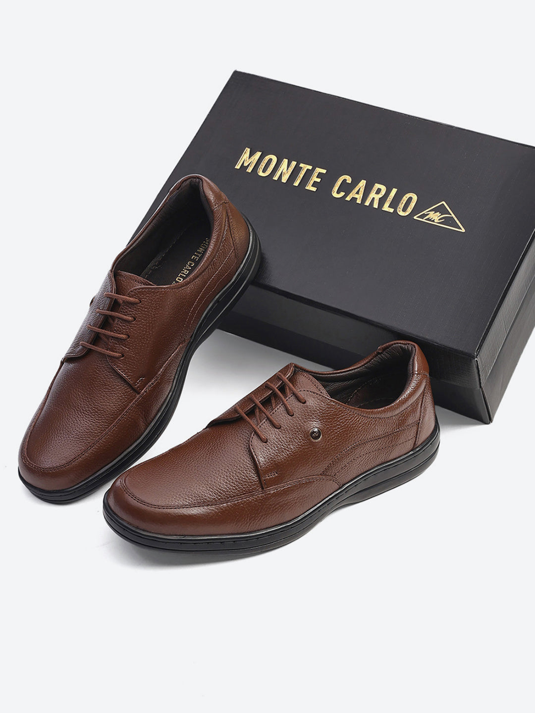 Men Brown Lace Up Genuine Leather Formal Shoes