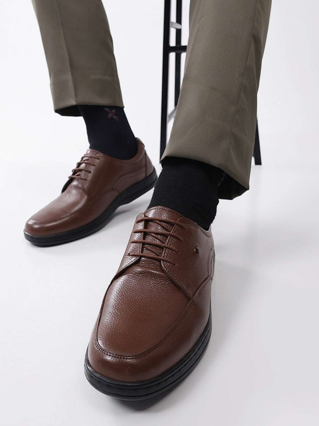 Men Brown Lace Up Genuine Leather Formal Shoes