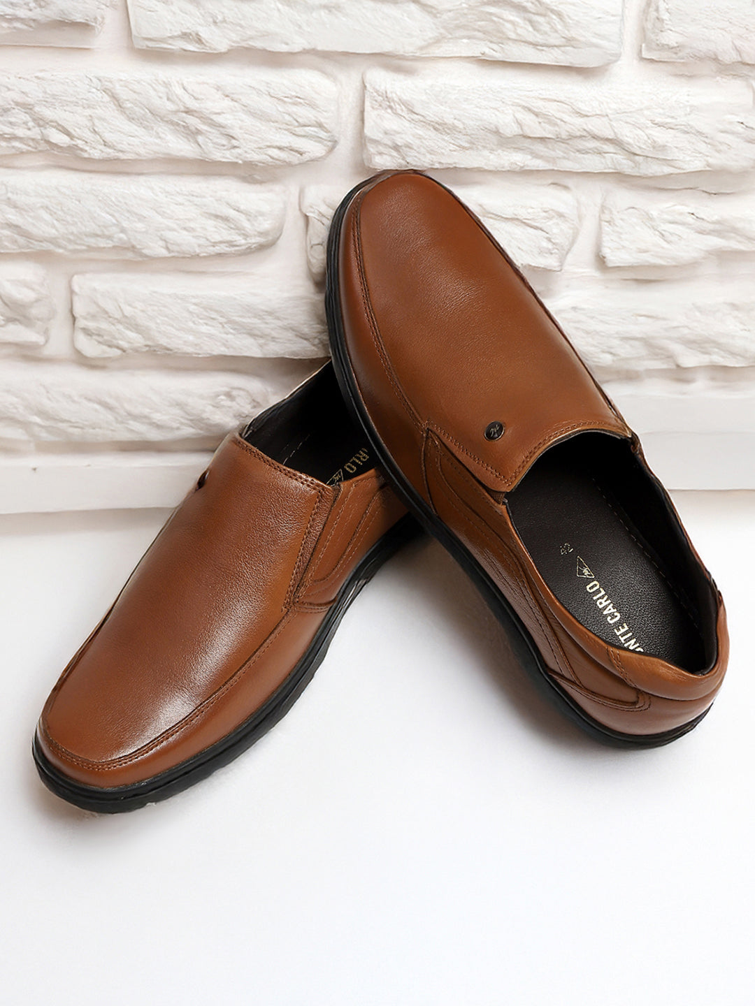 Monte Carlo Tan Comfortable Slip on Formal Shoes for Men