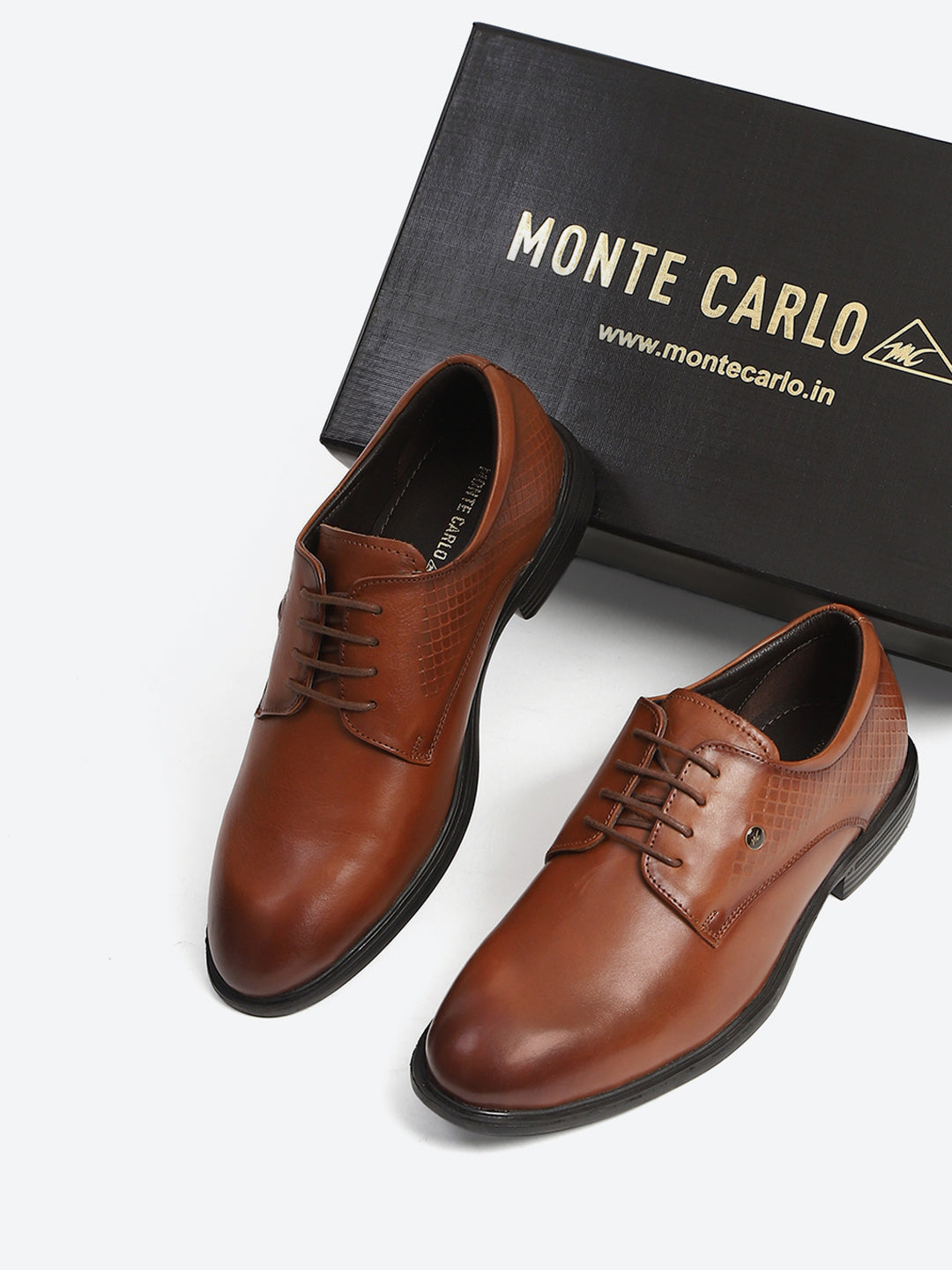 Monte Carlo Tan Polished Finish Formal & Business Lace Up Style Derby Dress Shoes for Men
