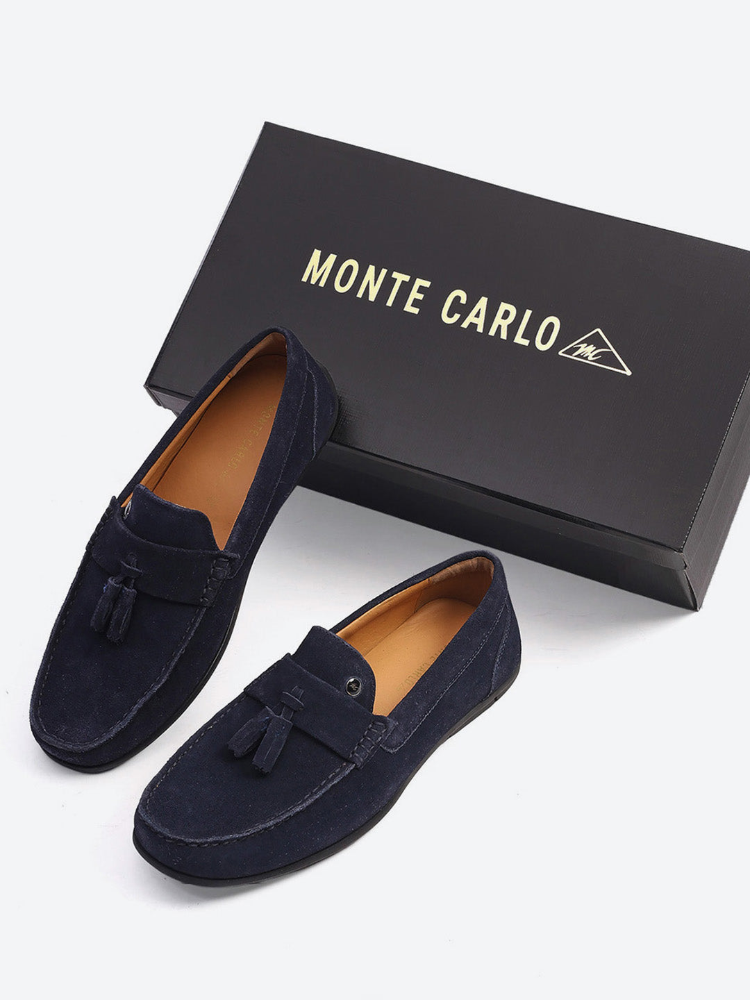 Men Navy Blue Slip on Genuine Leather Loafers