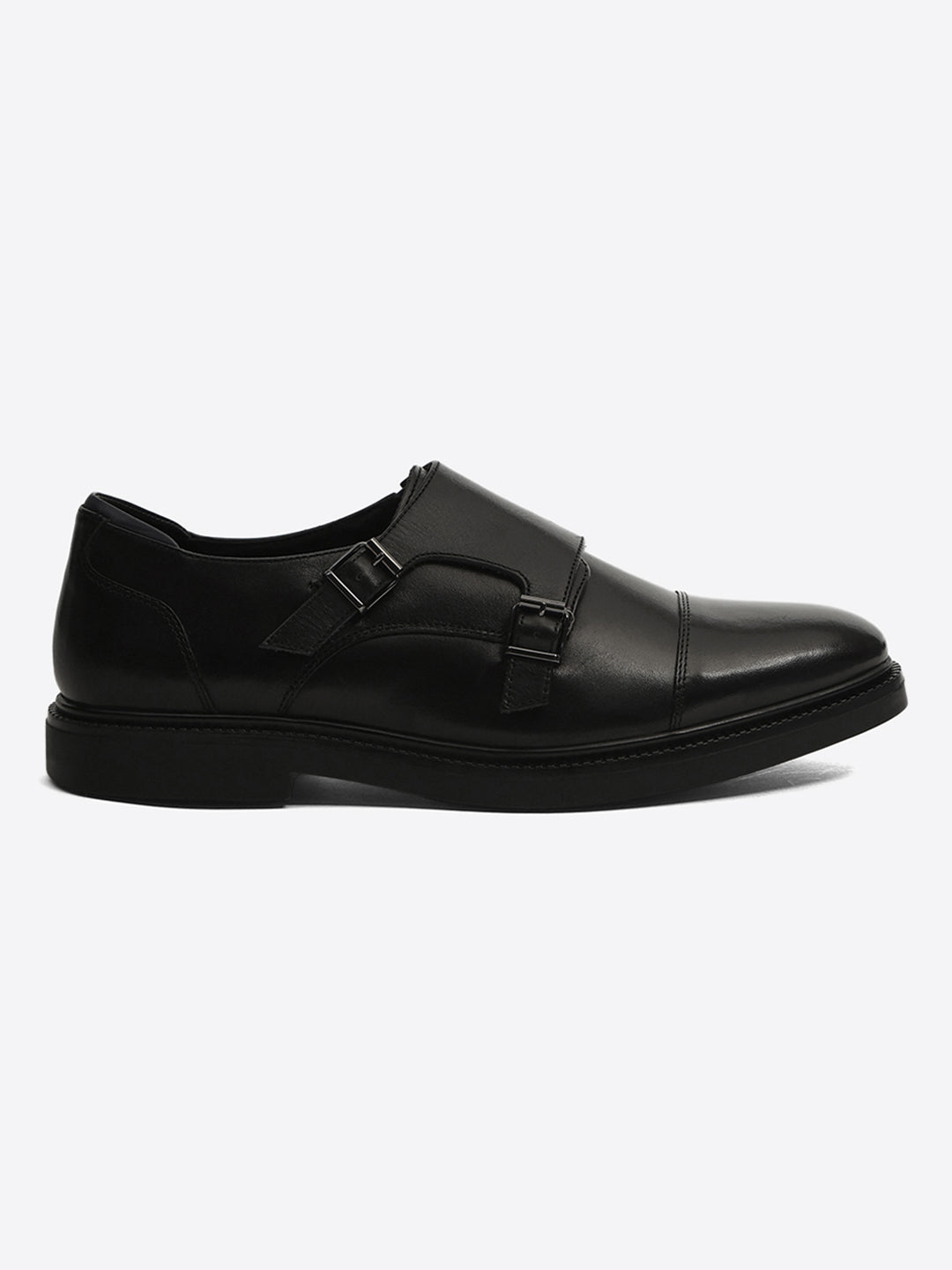 Monte Carlo Black Double Monk Strap Formal Shoes for Men