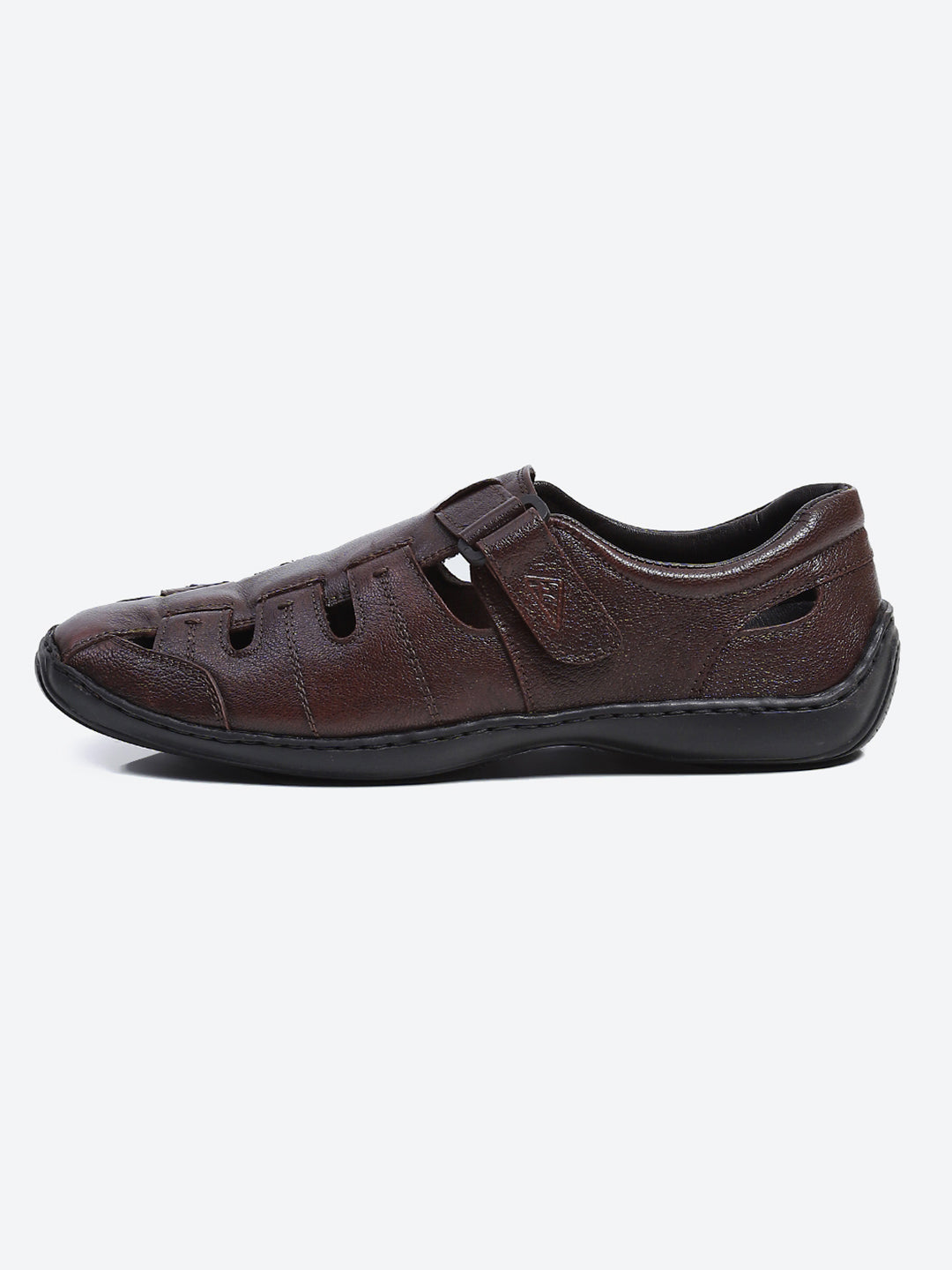Men Brown Velcro Leather Sandals