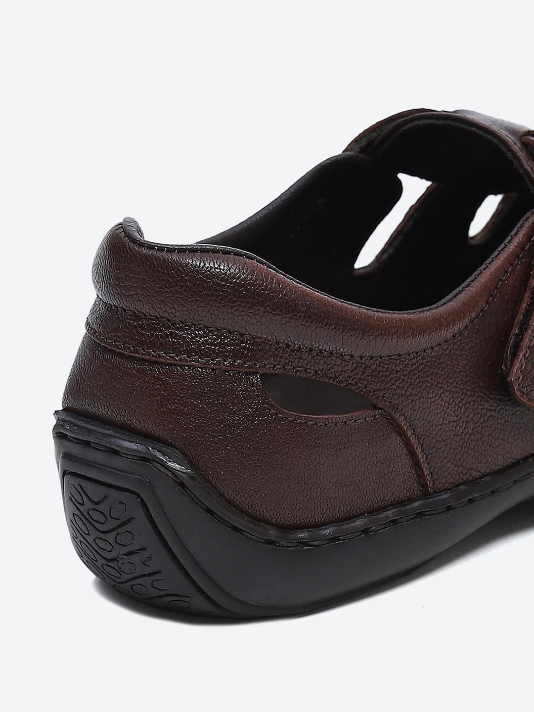Men Brown Velcro Leather Sandals