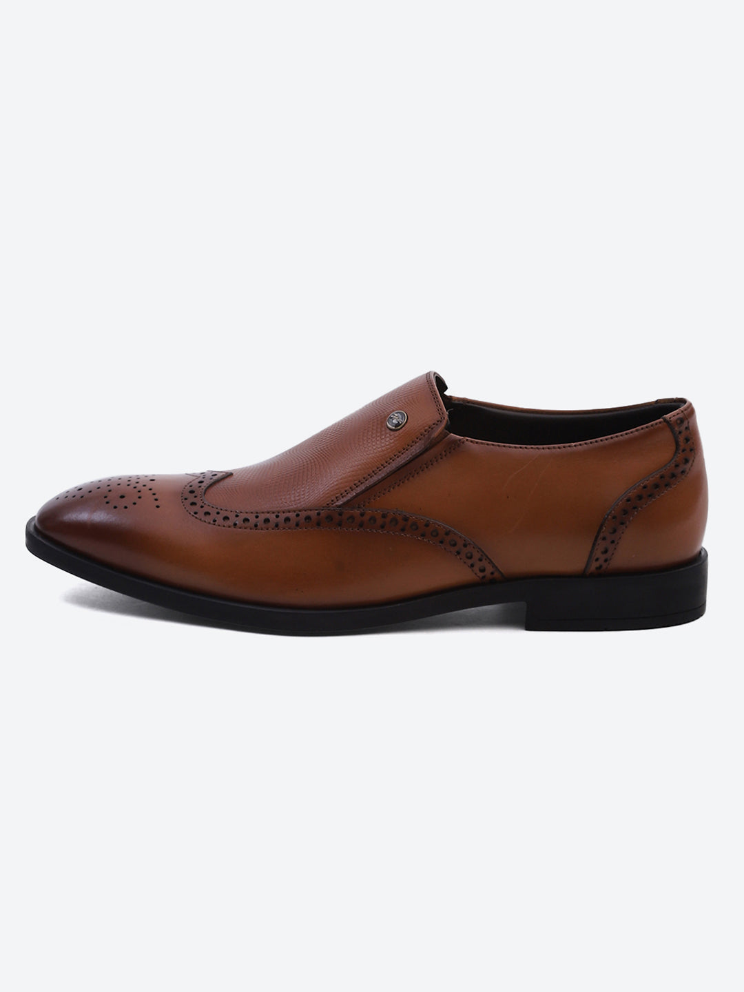 Men Tan Solid Slip on Genuine Leather Formal Shoes