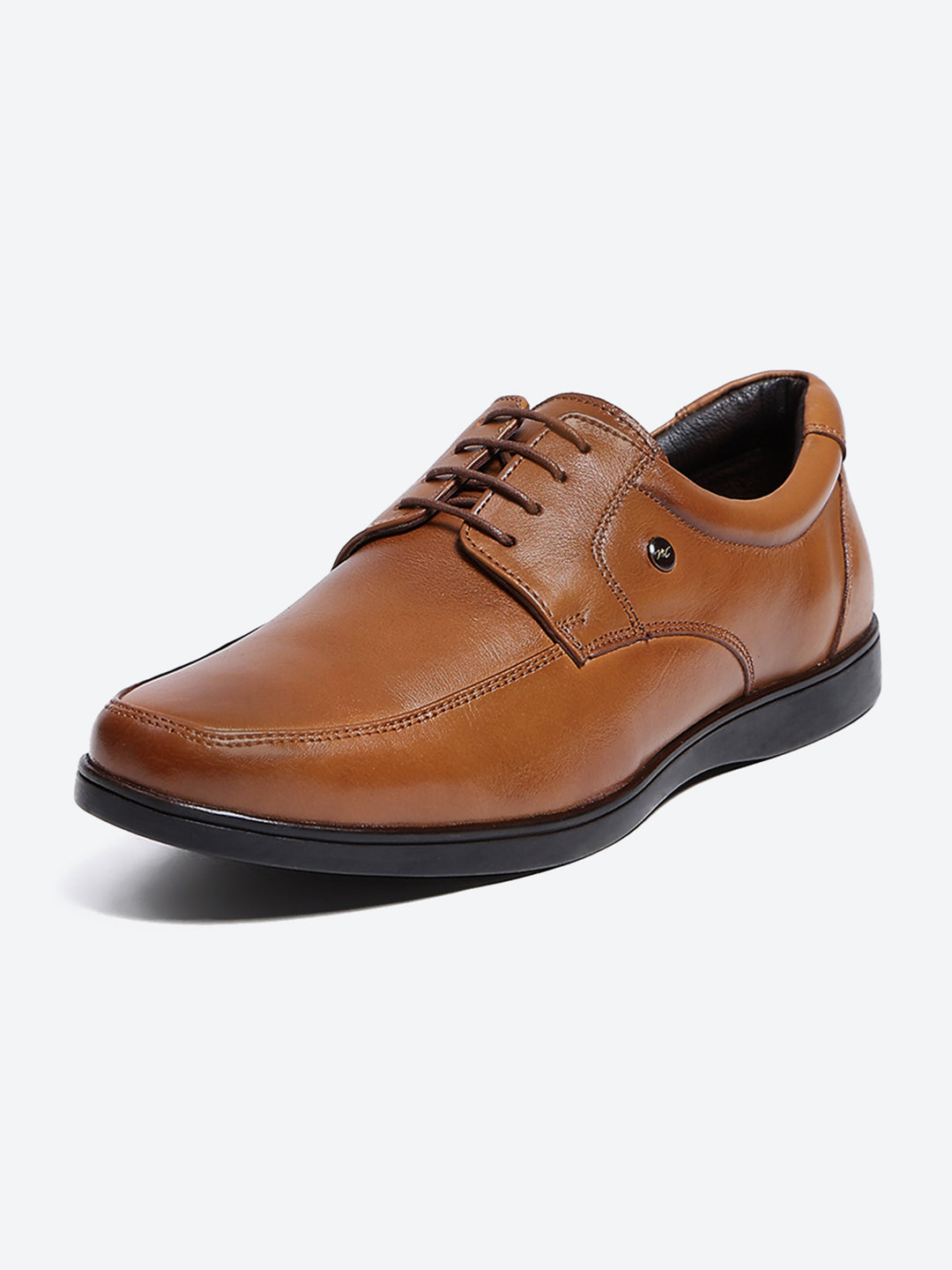 Men Tan Lace Up Leather Formal Derbys