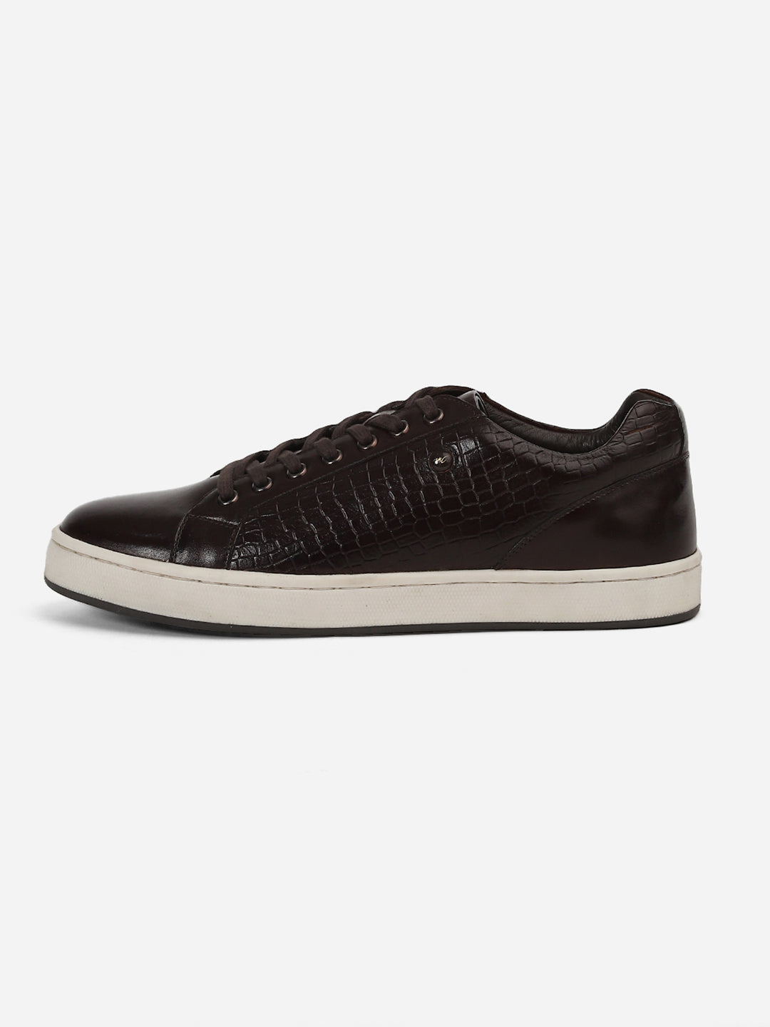 Men Brown Lace-Up Genuine Leather Casual Sneaker