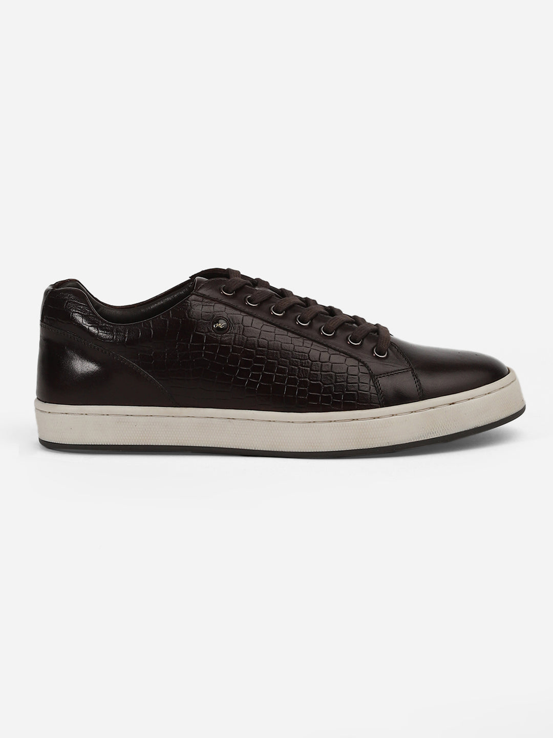 Men Brown Lace-Up Genuine Leather Casual Sneaker