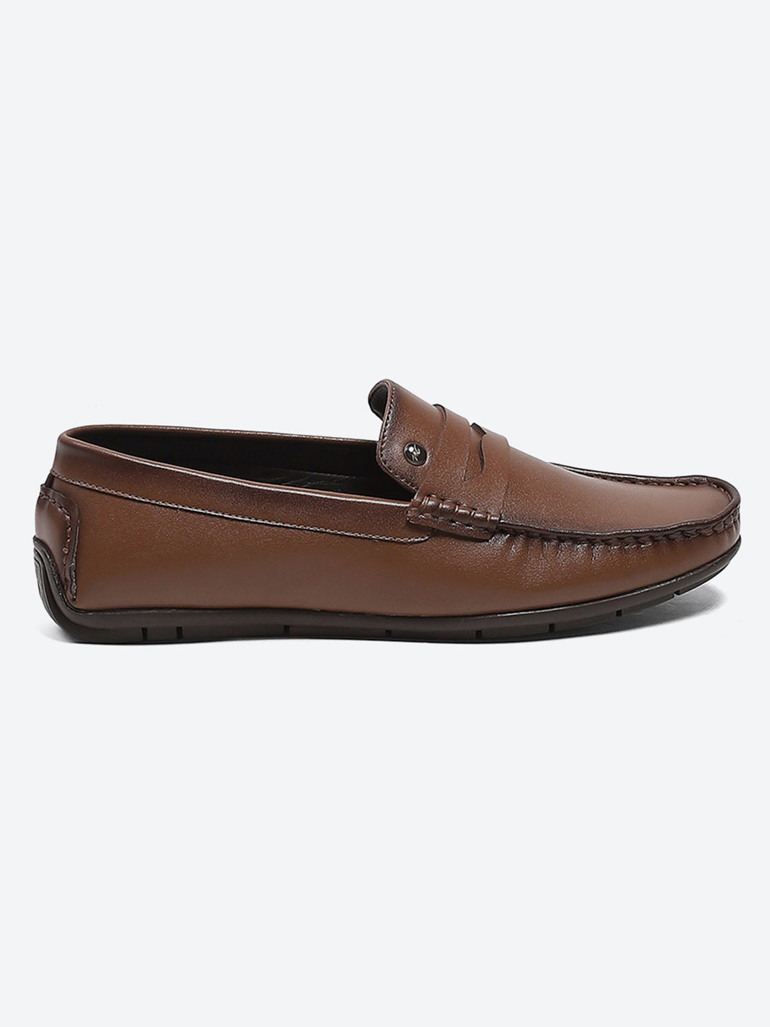 Men Tan Slip on Microfibre Loafers