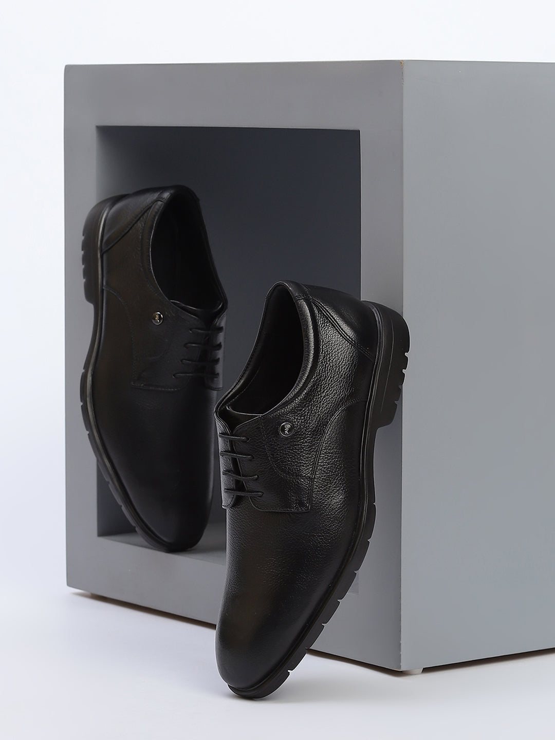 Men Black Lace Up Genuine Leather Formal Derby