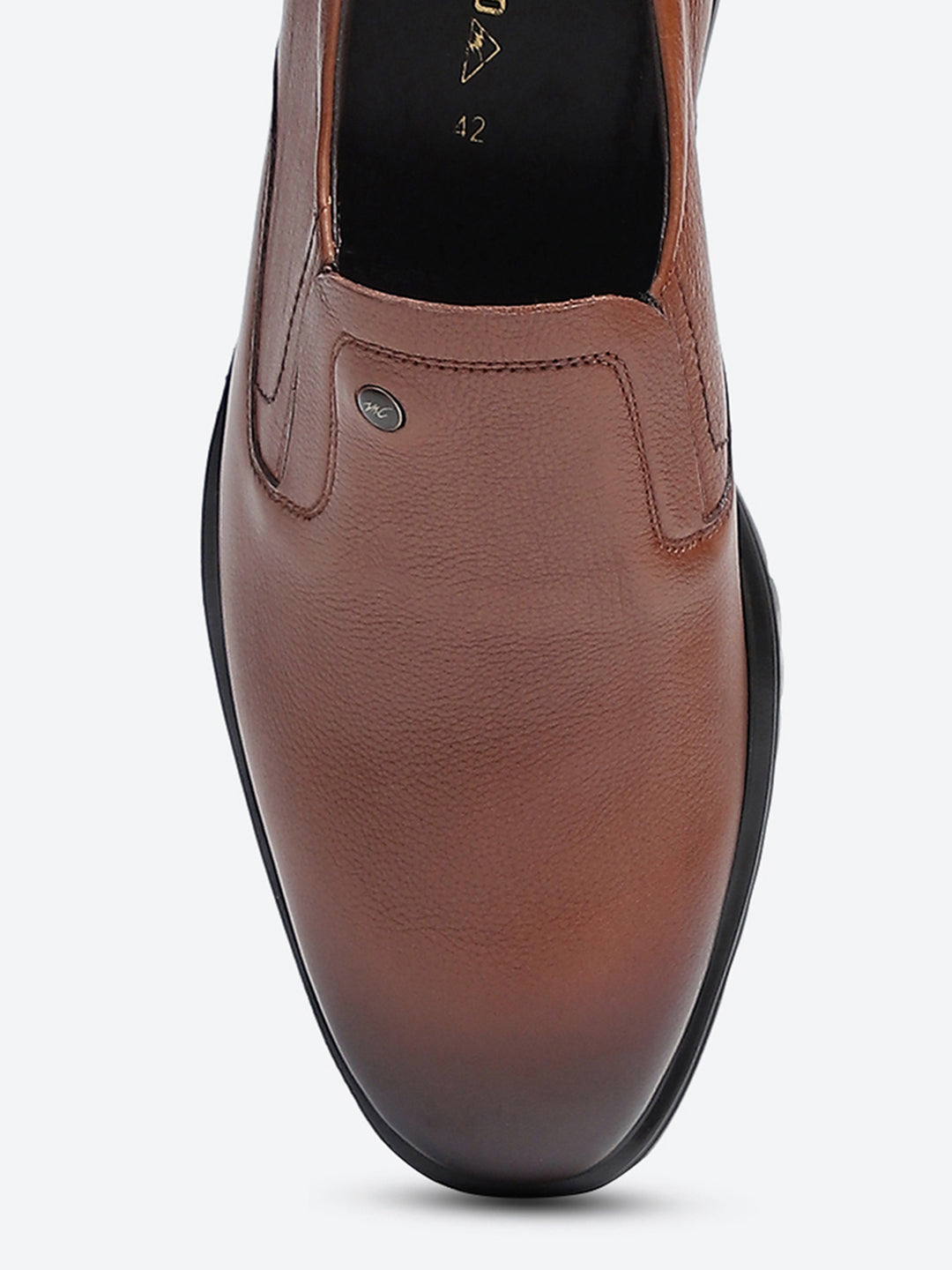 Men Tan Solid Slip on Genuine Leather Formal Shoes