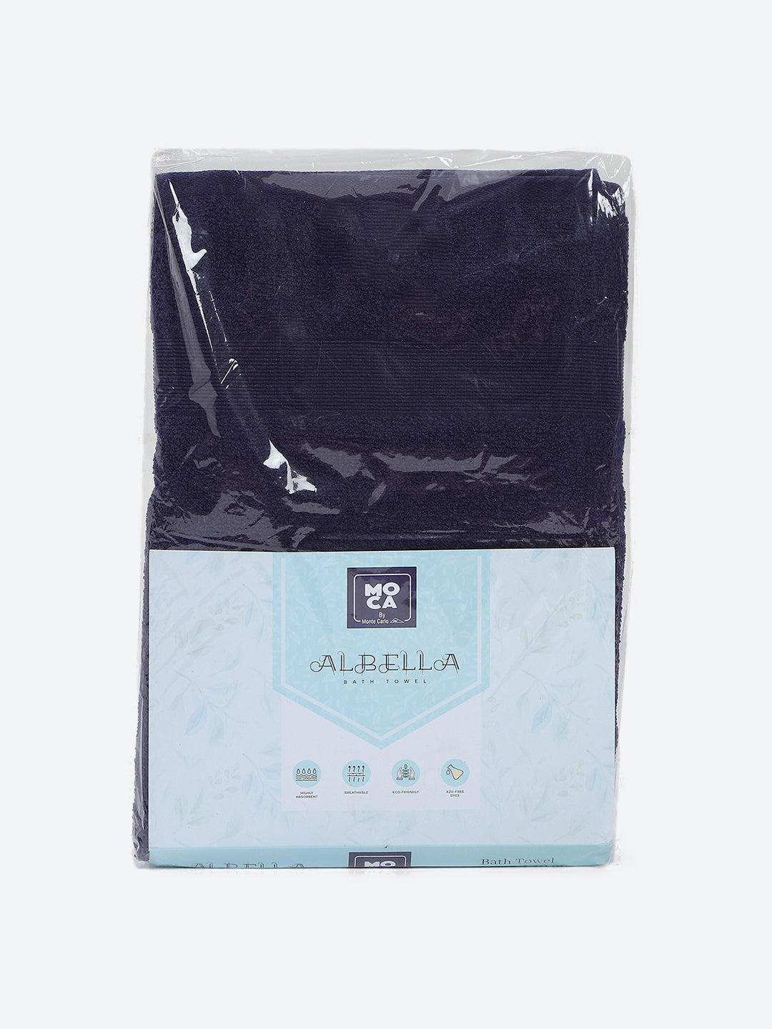 Dark Blue Cotton Solid 380 GSM Bath Towel (Albella)