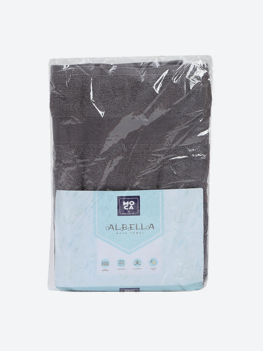 Grey Cotton Solid 380 GSM Bath Towel (Albella)