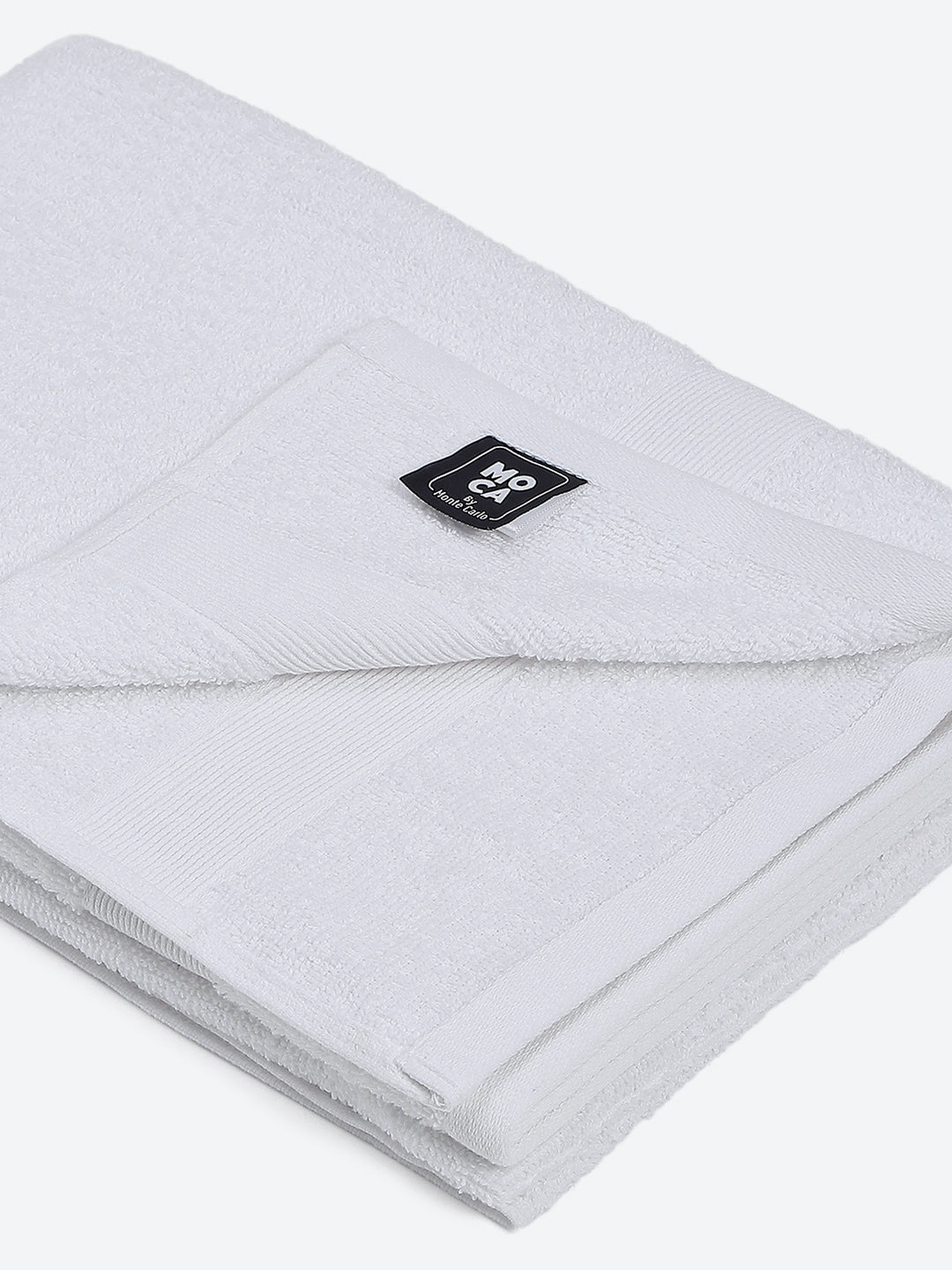White Cotton Solid 380 GSM Bath Towel (Albella)