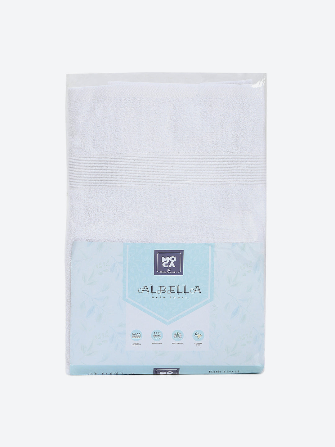 White Cotton Solid 380 GSM Bath Towel (Albella)