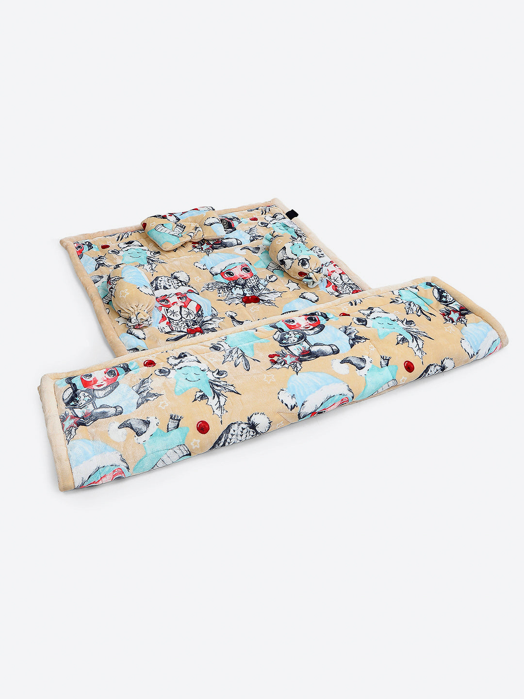 Printed Baby Blanket 3 Ply, 1609 GSM 5Pcs Set (1 Baby Comforter, 1 Bedsheet, 1 Neck Pillow & 2 Bolster)