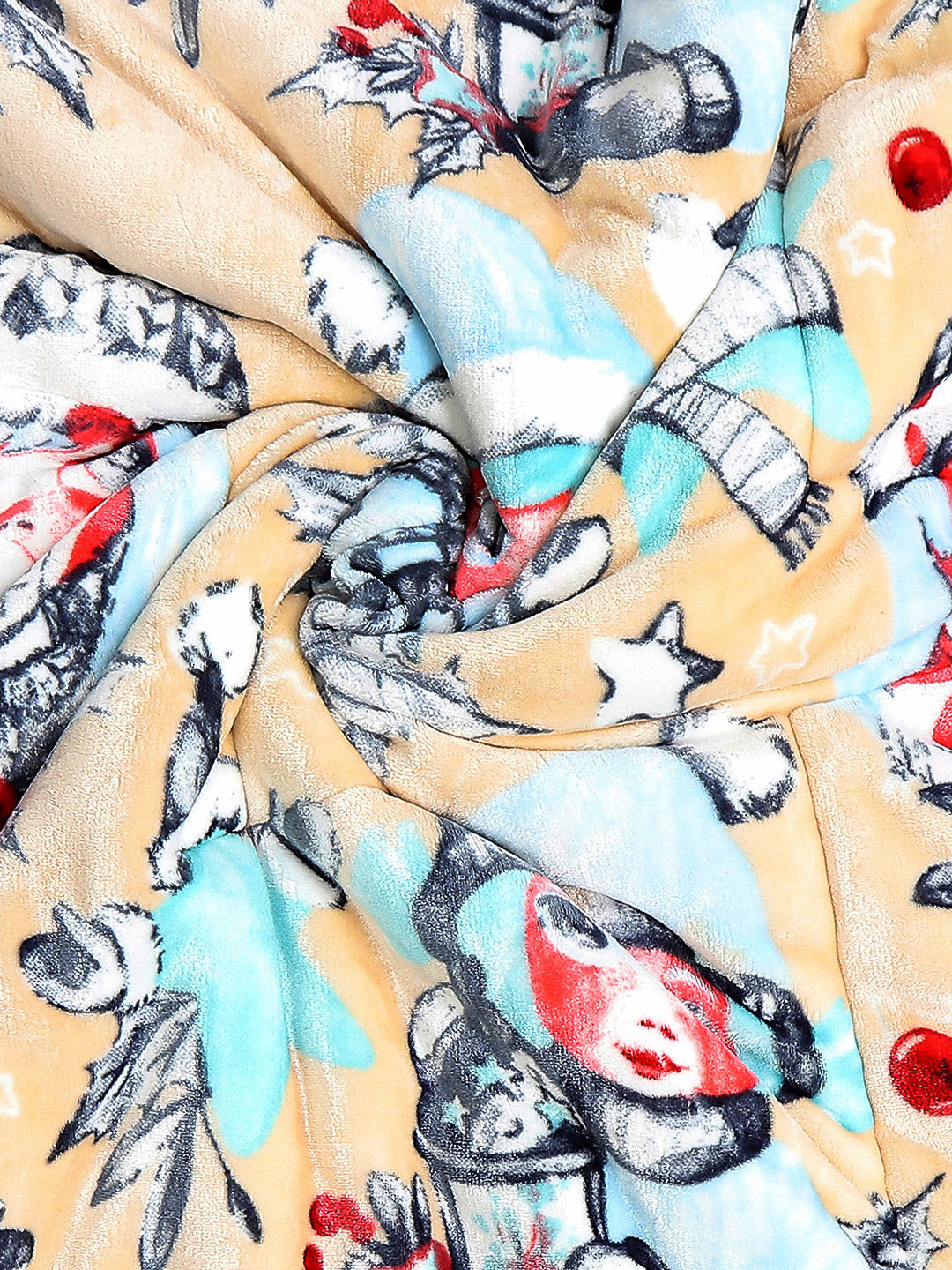 Printed Baby Blanket 3 Ply, 1609 GSM 5Pcs Set (1 Baby Comforter, 1 Bedsheet, 1 Neck Pillow & 2 Bolster)