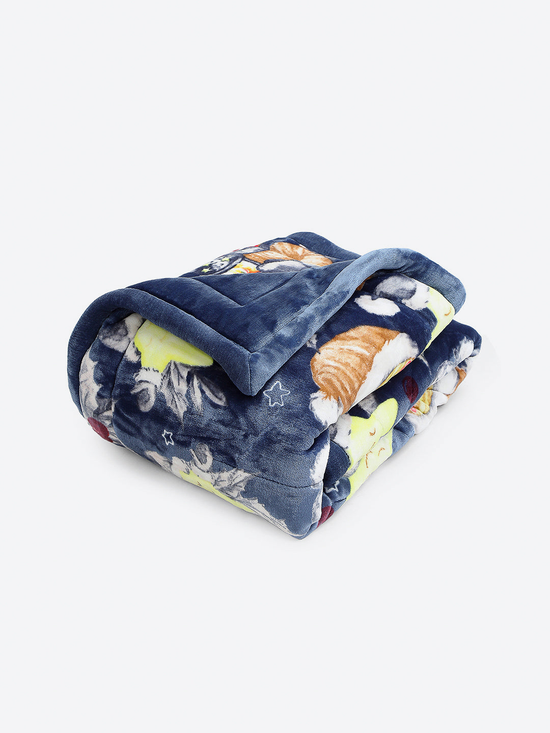 Printed Baby Blanket 3 Ply, 1609 GSM 5Pcs Set (1 Baby Comforter, 1 Bedsheet, 1 Neck Pillow & 2 Bolster)