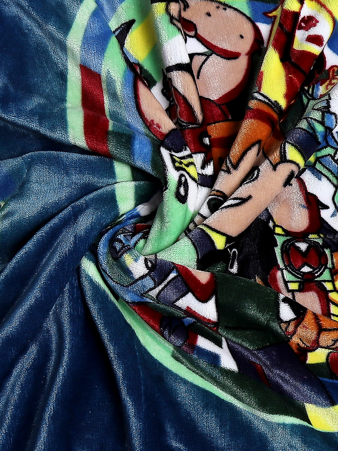 Ben 10 Print Button Closure Hooded Cartoon Network Blue Baby Blanket